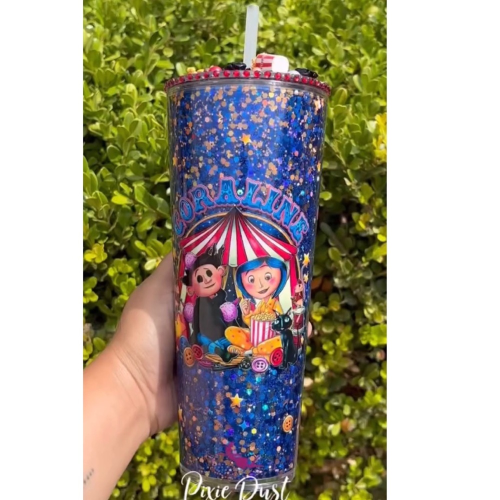 Cartoon Character Button Eyes Circus 24oz Snow Globe Style Tumbler Cup